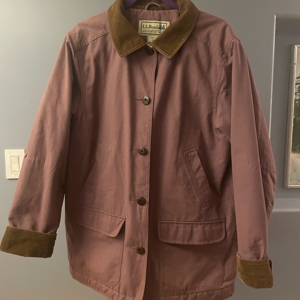 L.L. Bean Mauve Coat with Olive Trim